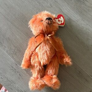 Ty Fluffy Orange Bear Plush-Clay